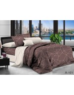 Постіль двоспальна коричневого кольору з геометричними візерунками