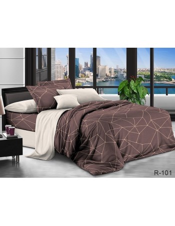 Постіль двоспальна коричневого кольору з геометричними візерунками
