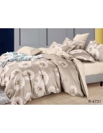 Постіль двоспальна бежевого кольору з квітами