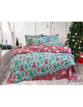Постель двуспальная с новогодними елками