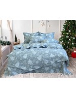 Постіль двоспальна з гілками ялинки та сніжинками