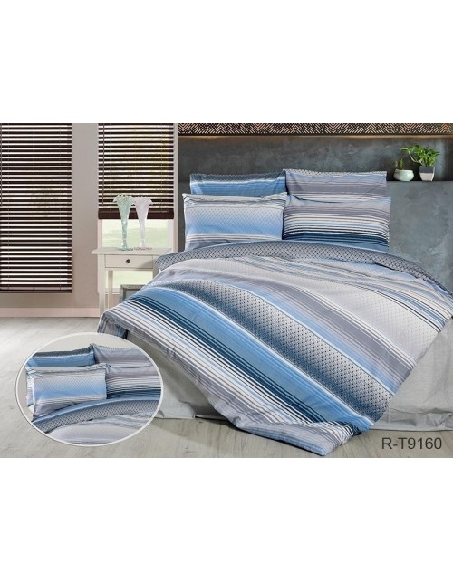 Двухспальный комплект постельного белья в разноцветную полоску, Ранфорс