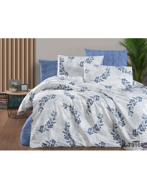 Двухспальный комплект постельного белья с принтом листьями на ветвях, Ранфорс