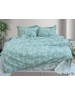 Двухспальный комплект постельного белья бирюзового цвета с цветочным принтом, Ранфорс