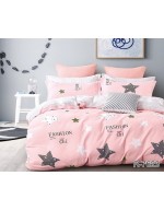 Постель двуспальная розового цвета со звездами