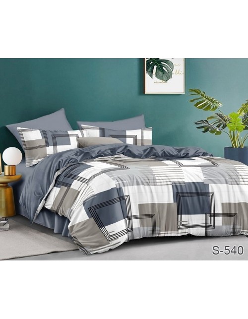 Двоспальний комплект постільної білизни з геометричними візерунками, Сатин люкс