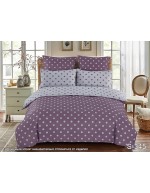 Постель двуспальная фиолетового цвета в горошек
