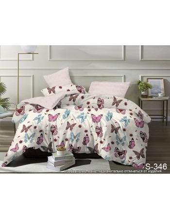 Постель двуспальная бежевого цвета с бабочками