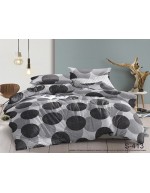 Постіль двоспальна сірого кольору в горошок