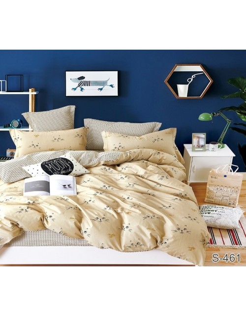 Двухспальный комплект постельного белья из котиками, Сатин люкс