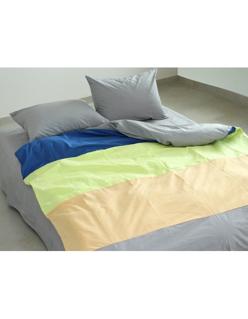 Двоспальний комплект постільної білизни у смужку сірого кольору, Поплін