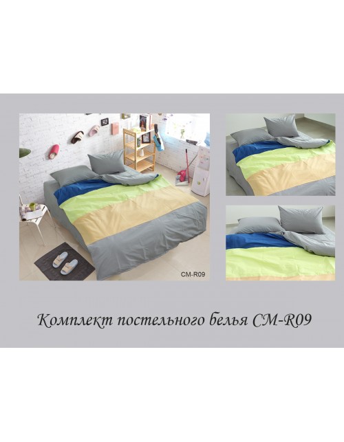 Двоспальний комплект постільної білизни у смужку сірого кольору, Поплін