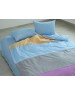Двоспальний комплект постільної білизни у смужку блакитного кольору, Поплін