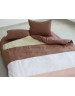 Двоспальний комплект постільної білизни у смужку коричневого кольору, Поплін