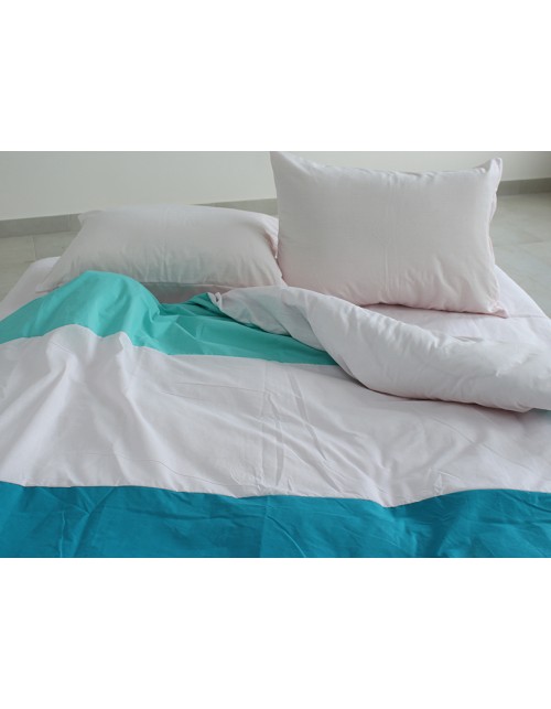 Двоспальний комплект постільної білизни у смужку білого кольору, Поплін