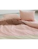 Двоспальний комплект постільної білизни у смужку рожевого кольору, Поплін