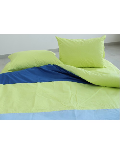 Двухспальный комплект постельного белья в полоску светло-зеленого цвета, Поплин