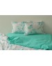 Двухспальный комплект постельного белья бело-бирюзового цвета с ветвями, Ранфорс