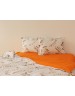 Двухспальный комплект постельного белья молочно-оранжевого цвета с ветвями, Ранфорс