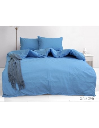 Постель двуспальная однотонная голубого цвета