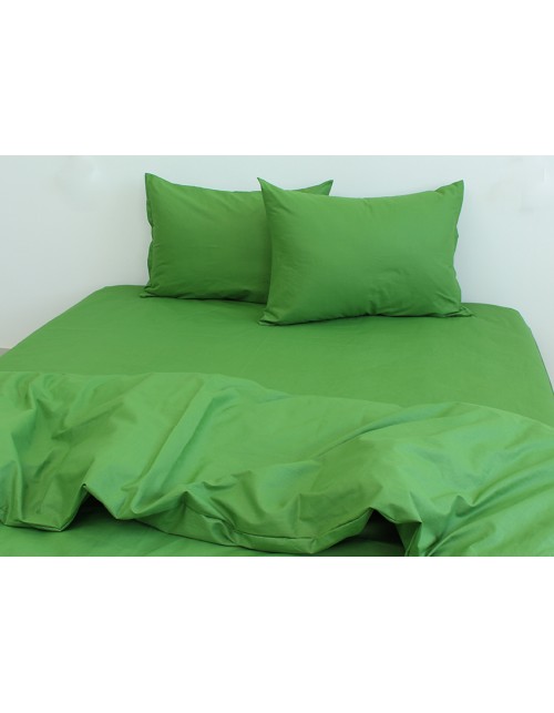 Двухспальный комплект постельного белья однотонная зеленого цвета, Ранфорс