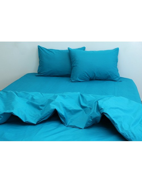 Двухспальный комплект постельного белья однотонная синего цвета, Ранфорс