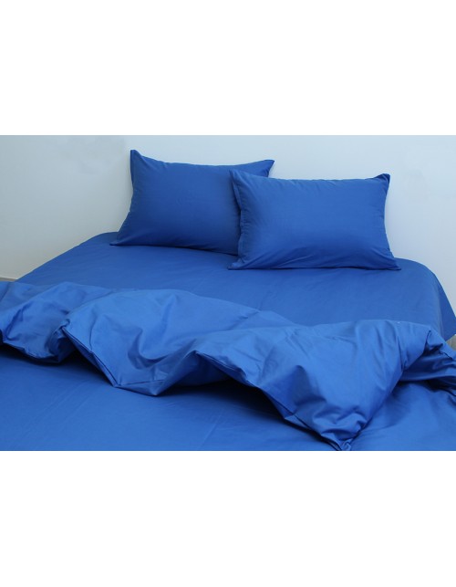Двухспальный комплект постельного белья однотонная синего цвета, Ранфорс