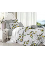 Постіль двоспальна сірого кольору з квітами
