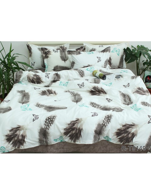 Двухспальный комплект постельного белья с перышками и бабочками, Ранфорс