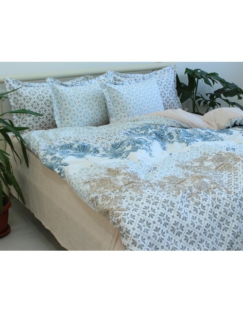 Двухспальный комплект постельного белья с цветочным узором, Ранфорс