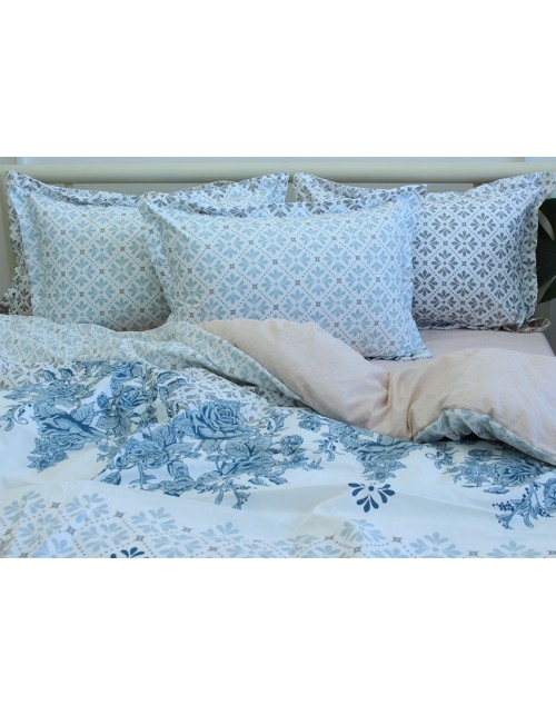 Двухспальный комплект постельного белья с цветочным узором, Ранфорс