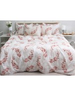 Постель двуспальная с принтом листьями на ветвях