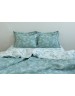 Двухспальный комплект постельного белья бирюзового цвета с цветочным принтом, Ранфорс
