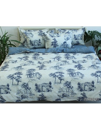 Постель двуспальная с красивым пейзажем