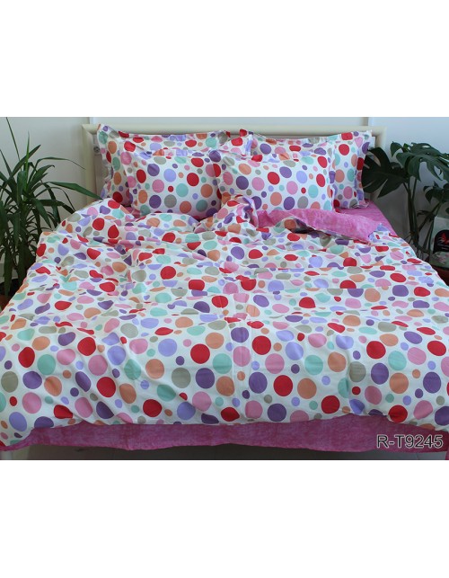 Двухспальный комплект постельного белья в разноцветный горошек, Ранфорс