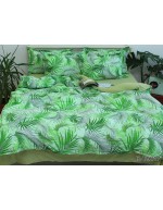 Постіль двоспальна зеленого кольору з листям на гілках Постіль двоспальна зеленого кольору з листям на гілках