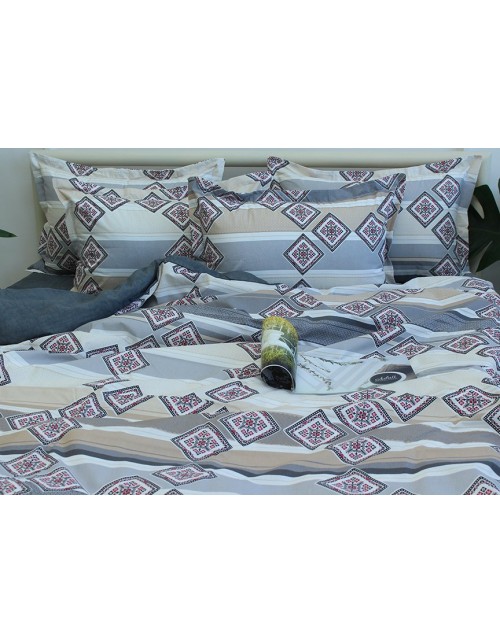 Двоспальний комплект постільної білизни з абстрактним принтом у смужку, Ранфорс