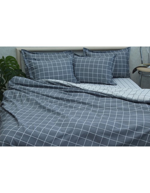 Двоспальний комплект постільної білизни в клітинку, Ранфорс