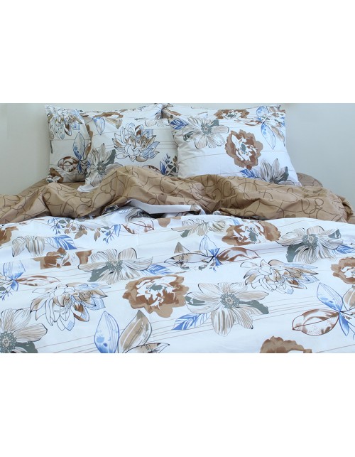 Двоспальний комплект постільної білизни з квітковим принтом, Ранфорс