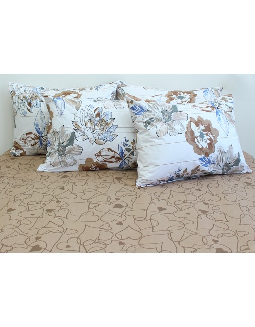 Двоспальний комплект постільної білизни з квітковим принтом, Ранфорс