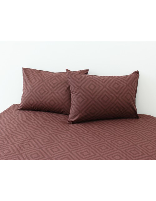 Двухспальный комплект постельного белья коричневого цвета в ромб, Ранфорс
