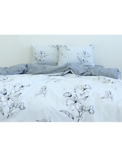 Двухспальный комплект постельного белья с цветами, Ранфорс