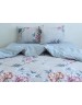 Двухспальный комплект постельного белья серого цвета с цветами, Ранфорс