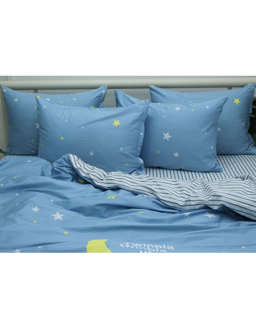 Двухспальный комплект постельного белья из месяцем и звездами, Сатин люкс