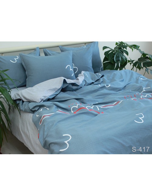 Двоспальний комплект постільної білизни сірого кольору, Сатин люкс