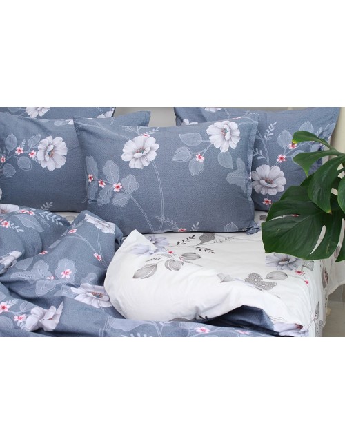 Двоспальний комплект постільної білизни з квітковим візерунком, Сатин люкс