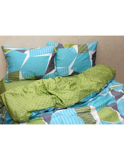 Двухспальный комплект постельного белья с геометрическими фигурами, Сатин люкс