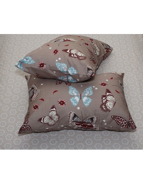 Двухспальный комплект постельного белья коричневого цвета с бабочками, Сатин люкс