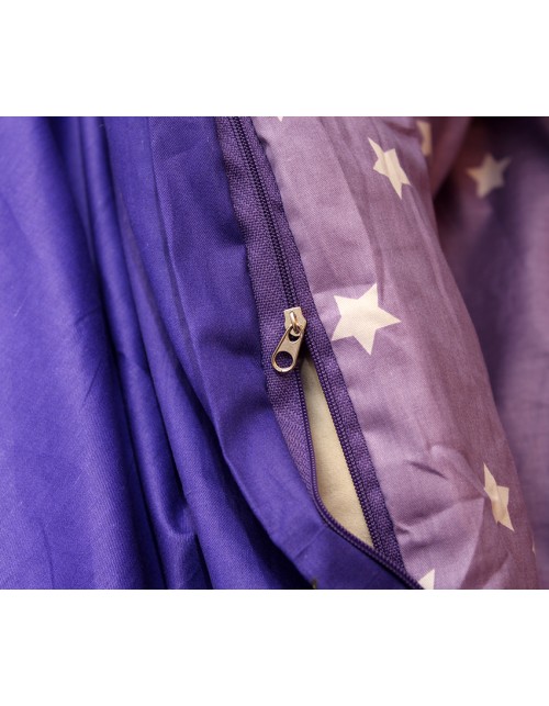 Двоспальний комплект постільної білизни синього кольору із зірками, Сатин люкс