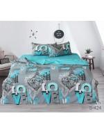 Постель двуспальная серого цвета LOVE